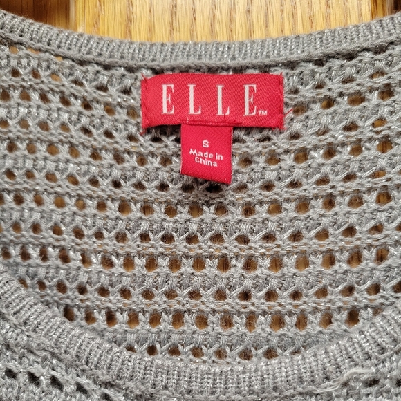 Womens Elle Sweater Gray Silver Metallic light weight short sleeve Size … - Picture 3 of 12